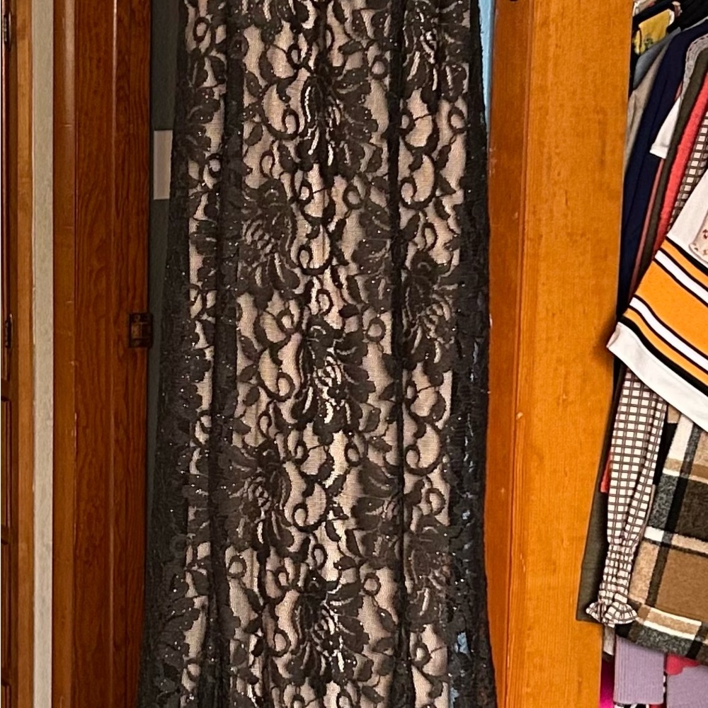 Elegant Black Lace Overlay Dress